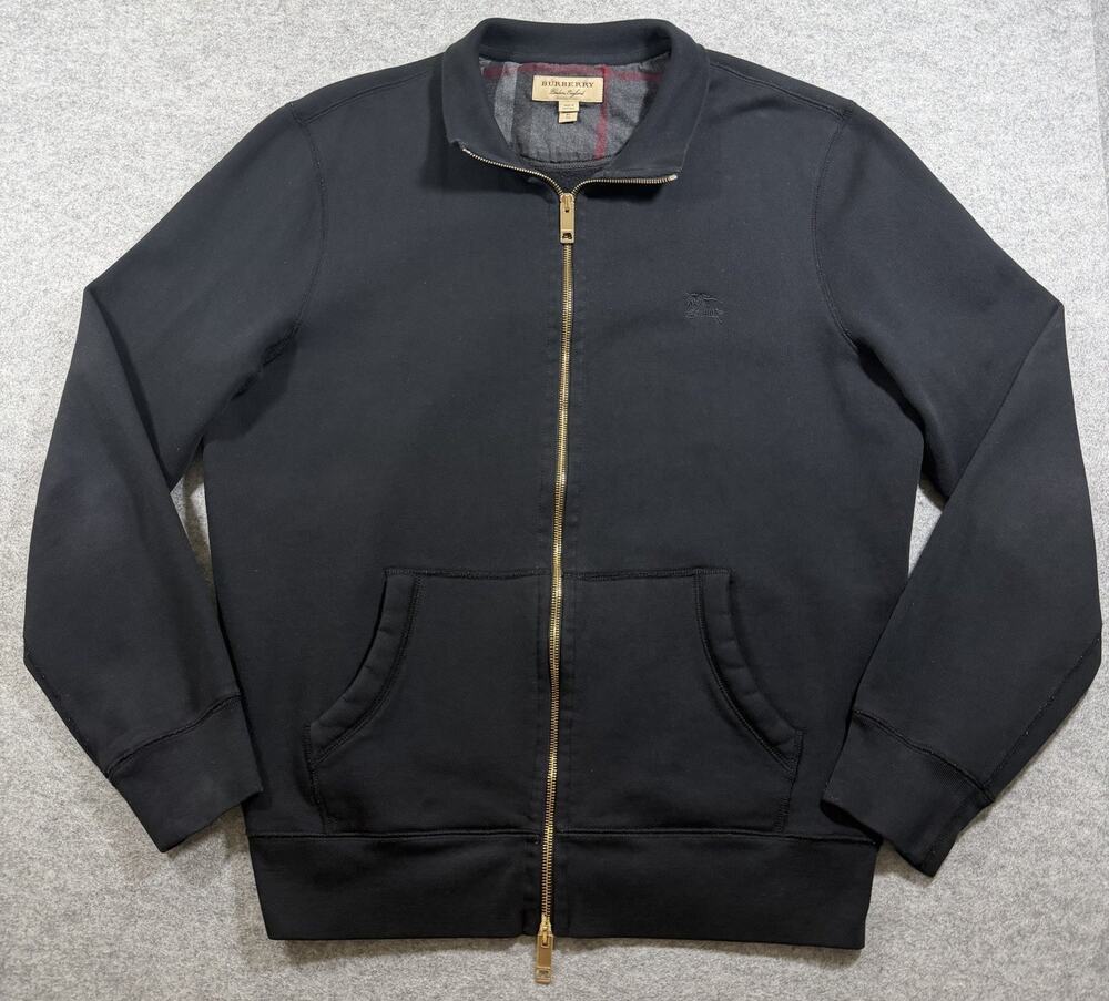 Burberry Full Zip Heavyweight Jacket Mens XL Black Fleece Lined Nova Check Logo